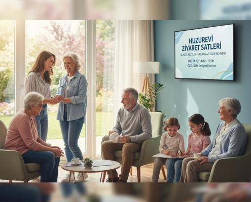 Huzurevi ziyaret saatleri ve kurallarını gösteren bilgilendirici rehber görseli